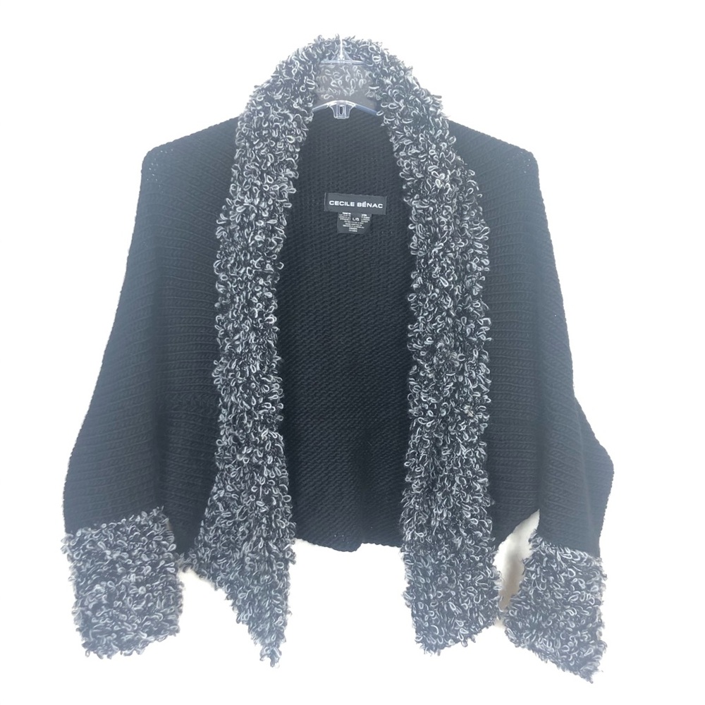 Designer Cecile Benac Hand knitted Black Cardigan